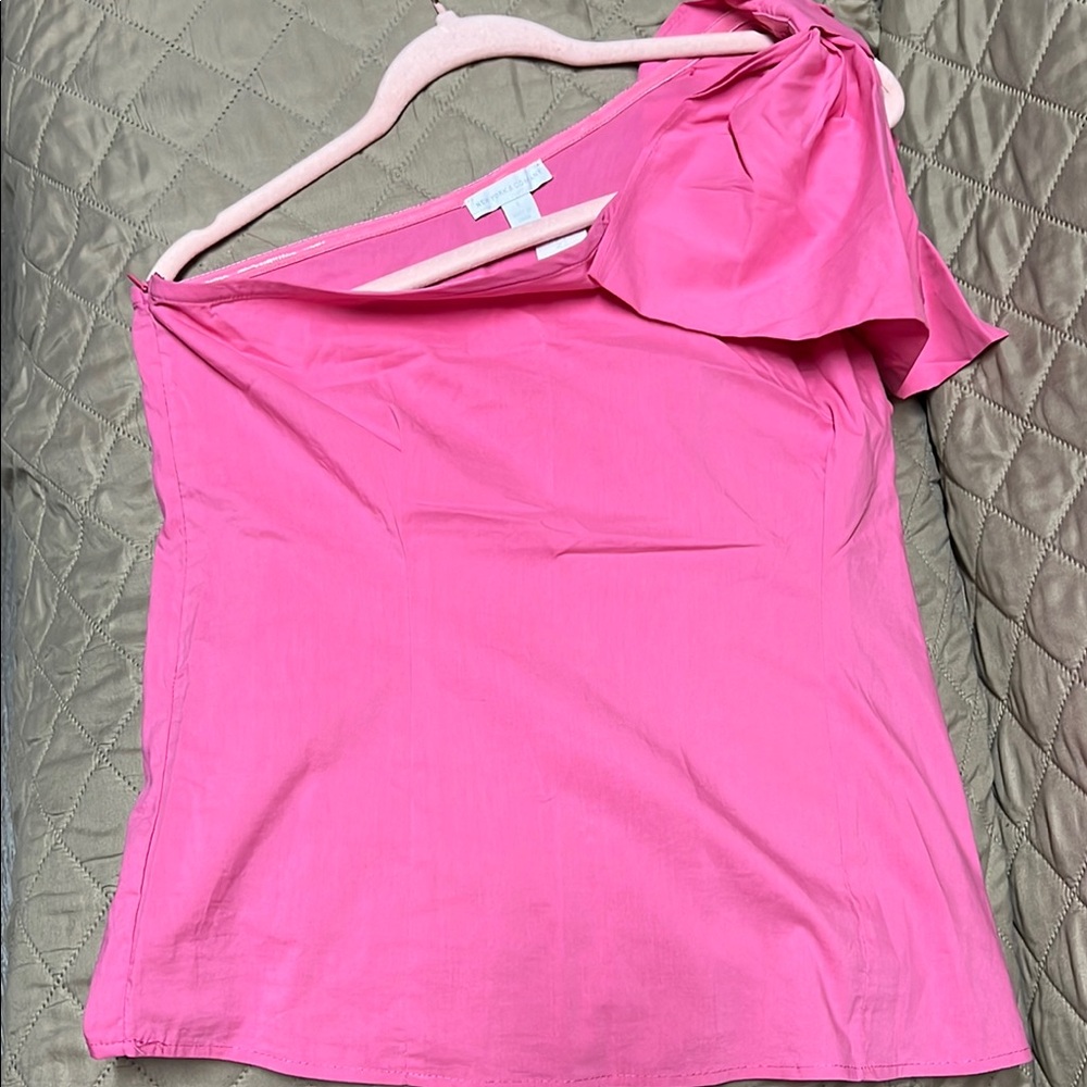 Asymmetrical Pink Blouse with Bow Detail